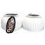 Pair of white Weaver Leather heavy-duty ribbed rubber bell boots for horse hoof protection. These durable equine overreach boots feature a double hook and loop closure for a secure, adjustable fit. Ideal for daily training or performance, the classic ribbed design provides maximum impact resistance for your horse's hooves. High-quality equestrian gear for professional hoof care and injury prevention.