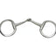 Weaver Leather Equine Eggbutt Snaffle Bit with a polished stainless steel finish. This high-quality horse bit features a 5-inch single-jointed solid mouthpiece and 2-3/4 inch fixed eggbutt rings designed to prevent pinching and provide stability. Essential equestrian tack for English or Western riding, offering clear communication and durable performance for horses and riders.