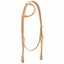 Weaver Leather Horizons Sliding Ear Headstall crafted from premium 5/8" rolled natural russet leather. This Western horse headstall features a versatile sliding ear design, adjustable cheek pieces with stainless steel hardware, and secure bit ends. Durable and stylish equestrian gear perfect for trail riding, training, or performance horses. A classic addition to your horse tack collection.
