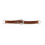 Weaver Leather Horizons Straight Harness Leather Curb Strap in rich Golden Brown. This 5/8" wide western horse tack accessory features premium single-ply harness leather and durable stainless steel hardware, including a center buckle and end rings for easy adjustment and secure bit attachment. Ideal for riders seeking high-quality, long-lasting equipment for training or daily rides.