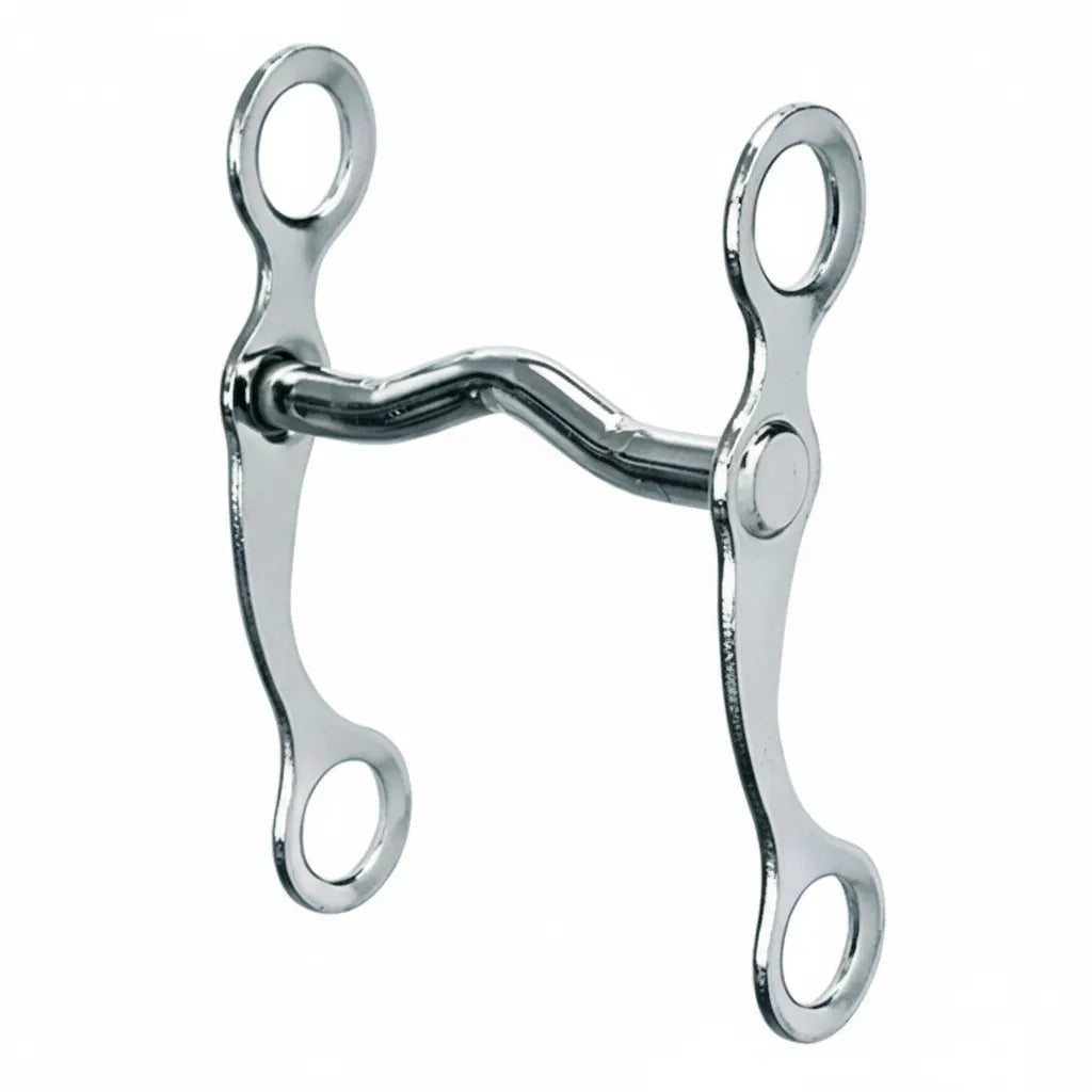 Professional Weaver Leather Low Port Curb Bit crafted from polished nickel-plated steel. Features a 4-1/2" wide mouthpiece with a low port and 6" shanks for balanced leverage. Ideal Western horse tack for training and daily riding, providing durable, shiny silver-toned hardware for a classic look in the ring or on the trail.