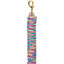 Vibrant pink, lime green, blue, and purple multi-colored Weaver Leather Mini Pony Poly Lead Rope with a 1/2" soft-grip polypropylene braid. The lead rope is equipped with a durable, solid brass snap for secure use. Perfect for training and leading small horses or ponies, this 7-foot equestrian accessory offers both a bright, fun aesthetic and heavy-duty performance for everyday stable use.