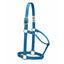 Weaver Leather Original 1" Nylon Halter in vibrant blue, featuring a comfortable rolled throat design. Built with durable triple-ply nylon and sturdy brass-plated hardware, this premium horse halter includes heat-sealed buckle holes and an adjustable crown strap. A reliable, stylish choice for equestrian daily use, training, or turnout. High-quality horse tack designed for long-lasting performance and a secure, comfortable fit.