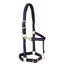 Durable Weaver Leather Padded Adjustable Halter in striking purple and black. This high-quality horse halter features soft black PVC cushion padding on the nose and crown for ultimate comfort. Designed with heavy-duty silver hardware, an adjustable chin and crown, and a convenient snap throat latch. The perfect blend of style and function for your horse's daily training and turnout needs.