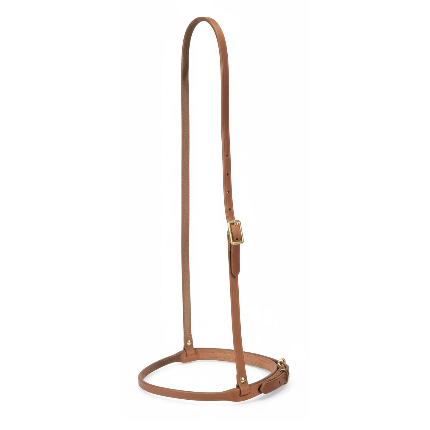 Weaver Leather Russet Caveson made from premium Hermann Oak Harness Leather. This essential horse tack accessory features a rounded noseband, a 1/2-inch adjustable crown strap, and a durable solid brass buckle. Designed for both English and Western training, this high-quality leather noseband offers a classic look and professional performance, making it a reliable addition to any equestrian's bridle setup.