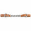 Weaver Leather 5/8" Russet Harness Leather Curb Strap featuring a 4-1/2" flat single link chain and durable nickel-plated hardware. This adjustable horse tack accessory is designed for precision and durability in the show ring or on the trail. Classic tan leather with a polished metal chain link center.