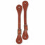 Weaver Leather Russet Harness Leather Spur Straps featuring durable, reddish-brown leather and shiny nickel-plated buckles. Sized for youth and ladies, these adjustable western spur straps offer a classic look for equestrian riders. The teardrop ends with precut holes ensure a secure fit on western boots, making them essential horse tack for riding and competition.
