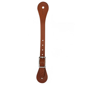 Weaver Leather Single-Ply Brown Latigo Leather Spur Straps with Nickel Hardware - Adult Size