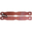 Pair of Weaver Leather Single-Ply Russet Harness Leather Slobber Straps featuring a contoured shape and pre-cut 3/4" holes for easy bit attachment. These durable, high-quality leather straps are essential western horse tack for training and everyday riding. Professional-grade russet leather gear perfect for a classic bridle setup. Reliable equestrian equipment from a trusted brand.