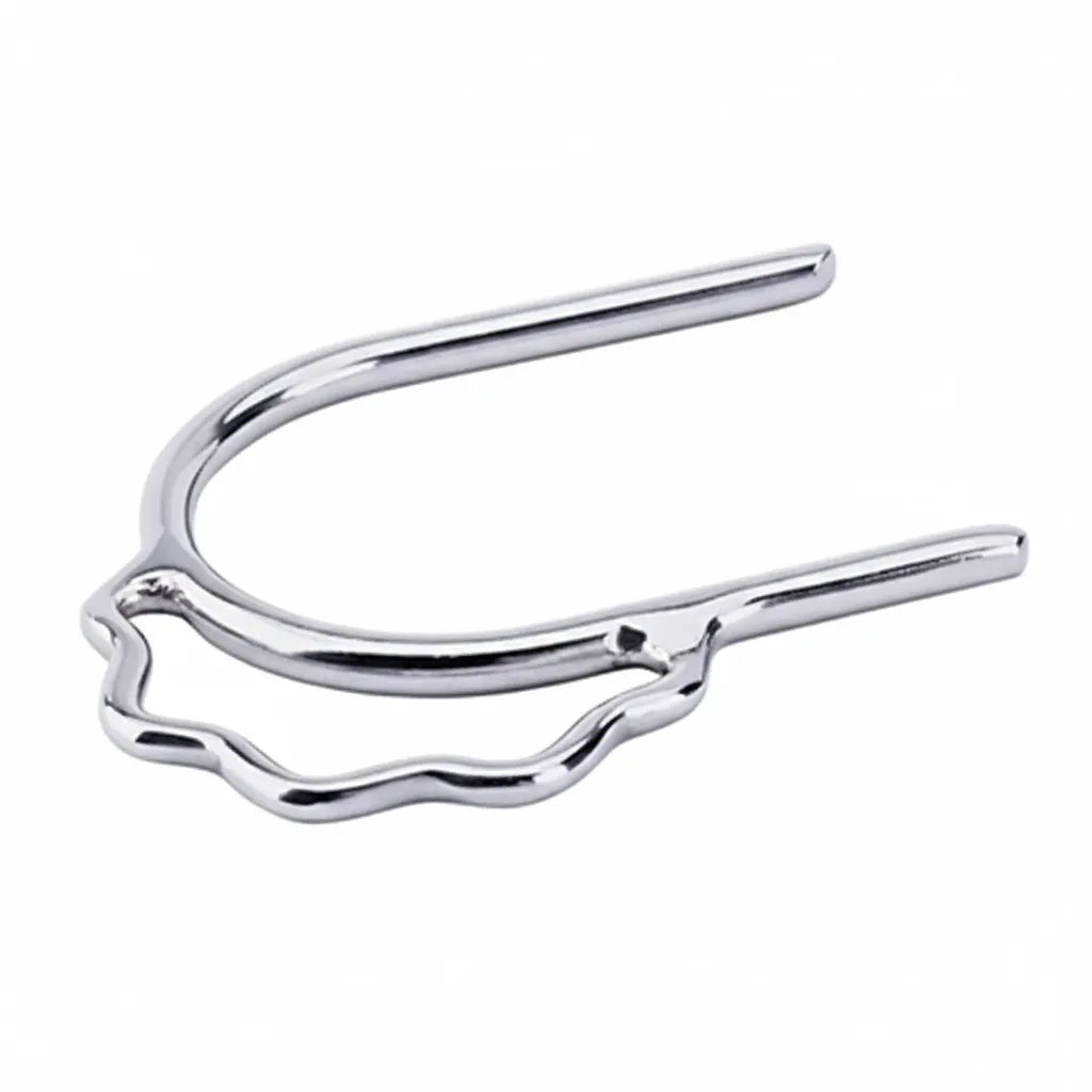 Weaver Leather Stainless Steel Lady Quick-On Barrel Spurs featuring a polished silver finish and a unique scalloped wire-formed heel band. These durable, lightweight western equestrian spurs are designed for easy attachment and quick-on use, making them perfect for barrel racing and rodeo events. High-quality ladies equestrian gear optimized for performance and style in the arena.