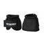 Weaver Leather Synergy Bell Boots in black, size XL, featuring durable 2520D ballistic nylon and an Xtended Life hook-and-loop closure. These high-performance horse overreach boots provide superior hoof protection with a heavy-duty design and padded rim. Ideal for equestrian training and performance, the boots showcase the Synergy by Weaver logo on the secure front strap for a reliable, professional look.