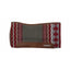Weaver Leather Synergy Contoured Saddle Pad, 33" x 38", crafted from premium Charcoal, Gray, and Taupe New Zealand wool. Features a southwestern pattern with burgundy zigzags and star motifs, brown leather wear leathers, and a contoured spine designed for horse comfort. This high-performance western saddle pad is perfect for trail riding, barrel racing, and everyday training.