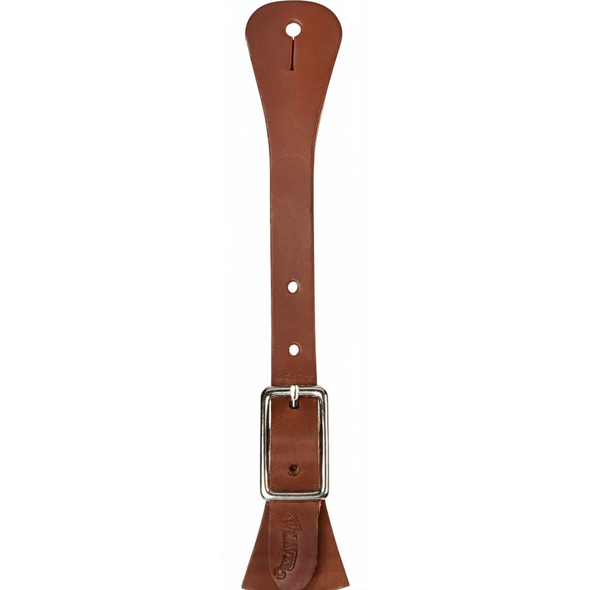 Weaver Leather Women's Burgundy Latigo Leather Spur Straps featuring a single-ply design with durable nickel-plated hardware. Handcrafted in the USA, these adjustable reddish-brown leather straps are essential western equestrian gear for securing spurs to boots with a classic, high-quality look.