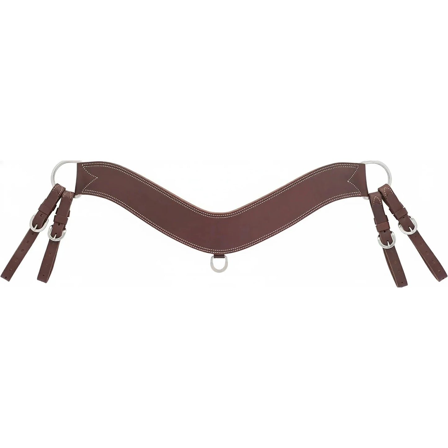 Weaver Leather Heavy Duty Steer Breast Collar crafted from rich brown doubled and stitched harness leather. This professional-grade western tack features a 4" to 2" tapered design for maximum strength and comfort. Equipped with stainless steel hardware, a center D-ring, and adjustable tug straps with buckles. Durable and reliable horse equipment ideal for ranch work, roping, and heavy-duty equestrian performance.