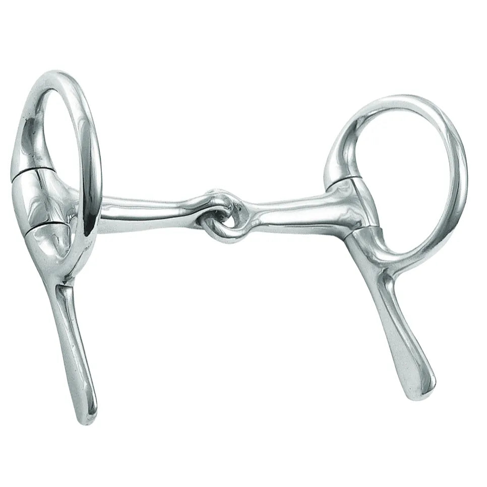 Weaver 5" Buggy Driving Bit in polished stainless steel. This single-jointed snaffle features classic half-cheek rings for excellent steering and control. A high-quality piece of horse tack essential for driving harnesses, buggies, and carriage work. Durable, professional-grade equestrian gear designed for both style and function.