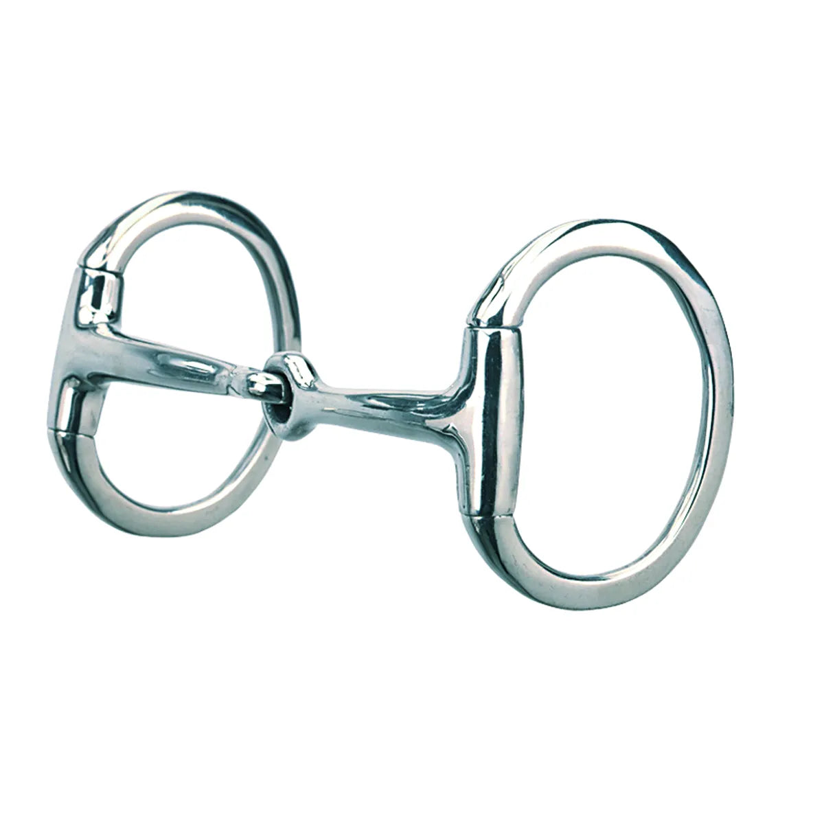 Weaver Equine 5-inch Eggbutt Snaffle Bit featuring a polished stainless steel finish and a single-jointed mouthpiece. This classic horse bit is designed with fixed oval rings to prevent pinching and provide stable, gentle communication. A versatile piece of equestrian tack perfect for English or Western riding, training, and everyday use. Durable, high-quality silver hardware for horse lovers and competitive riders.