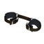 Weaver Equine Lined Nylon Hobble in brown featuring two adjustable, padded cuffs connected by a durable nylon strap. Designed for horse training and restraint, these high-quality hobbles include heavy-duty silver-tone hardware and buckles for a secure fit. The soft lining ensures equine comfort during use, making it an essential tool for horse safety and management.