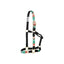 Weaver Equine Nylon Horse Halter in a vibrant teal, orange, and green geometric Aztec pattern. Crafted with premium double-ply webbing for durability and comfort, this non-adjustable halter features elegant gold-tone brass hardware and black nylon reinforcements. A stylish addition to any horse’s tack collection, perfect for daily use. High-quality equine gear designed for performance and flair.