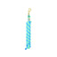 Weaver Equine Performance Lead Rope featuring a vibrant lime green and light blue braided pattern. This durable, heavy-duty nylon rope includes a solid brass-plated bolt snap for secure attachment and ease of use. A stylish and functional horse tack essential, perfect for equestrian grooming, leading, and daily horse care routines.