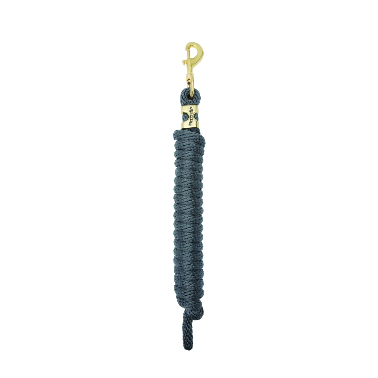 Weaver Equine Performance Lead Rope in charcoal grey, featuring a durable and comfortable braided design for horses. This high-quality horse lead rope includes a solid brass bolt snap for secure attachment and a branded brass ferrule. Ideal for leading, training, and daily barn use, this stylish equine equipment provides a reliable grip and long-lasting performance.