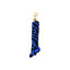 Weaver Equine Performance Lead Rope in a vibrant royal blue and black spiral design. This soft-grip horse lead features a durable braided construction and a high-quality gold-tone brass snap for secure attachment. An essential piece of equestrian tack for training, grooming, and daily horse care, combining style with reliable performance.