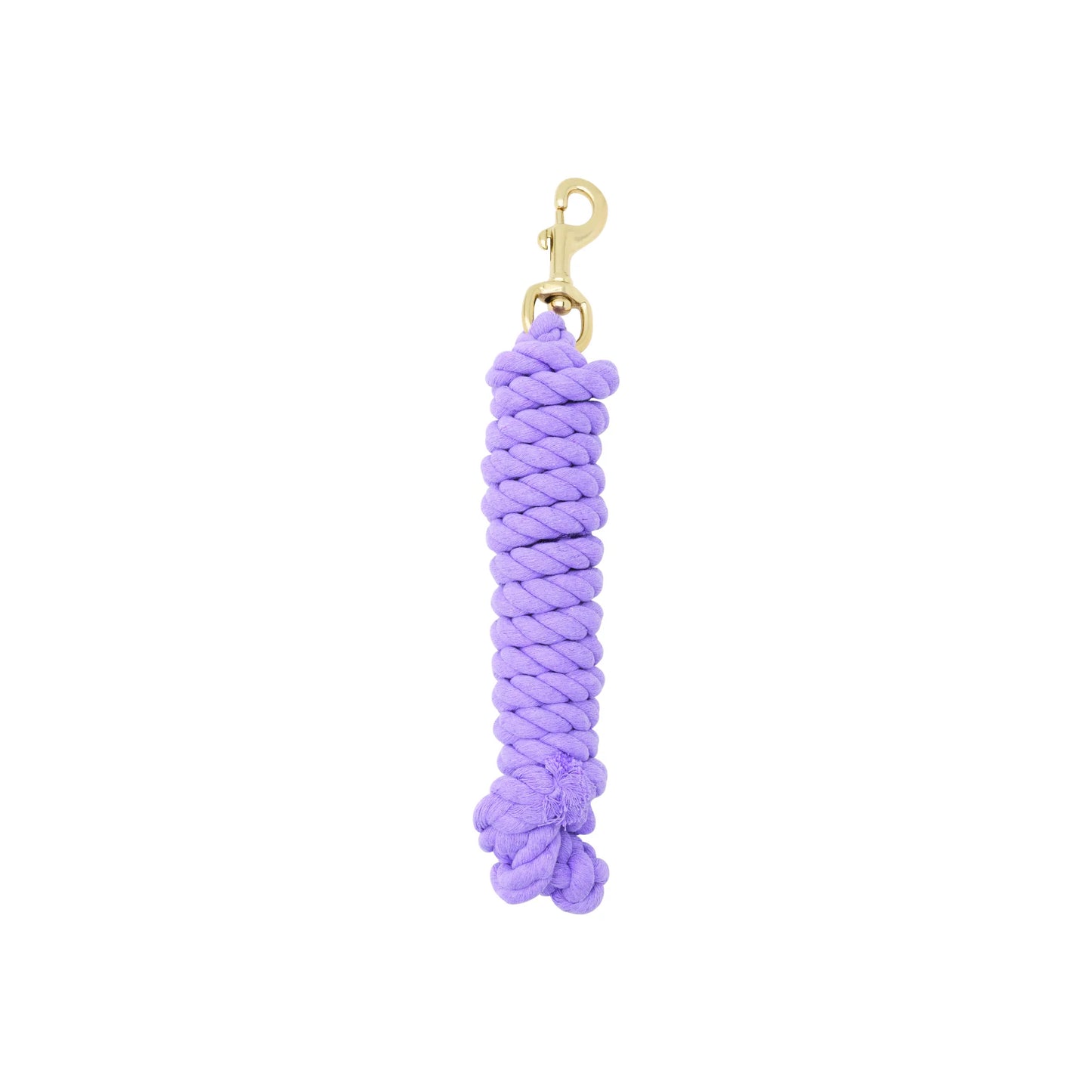 Weaver Equine Performance Lead Rope in a stylish purple color. This soft-grip cotton horse lead features a premium coiled design for maximum comfort and a heavy-duty solid brass bolt snap for security. A durable and chic lavender lead rope perfect for everyday barn use, horse shows, or training. High-quality equestrian gear for horse owners.