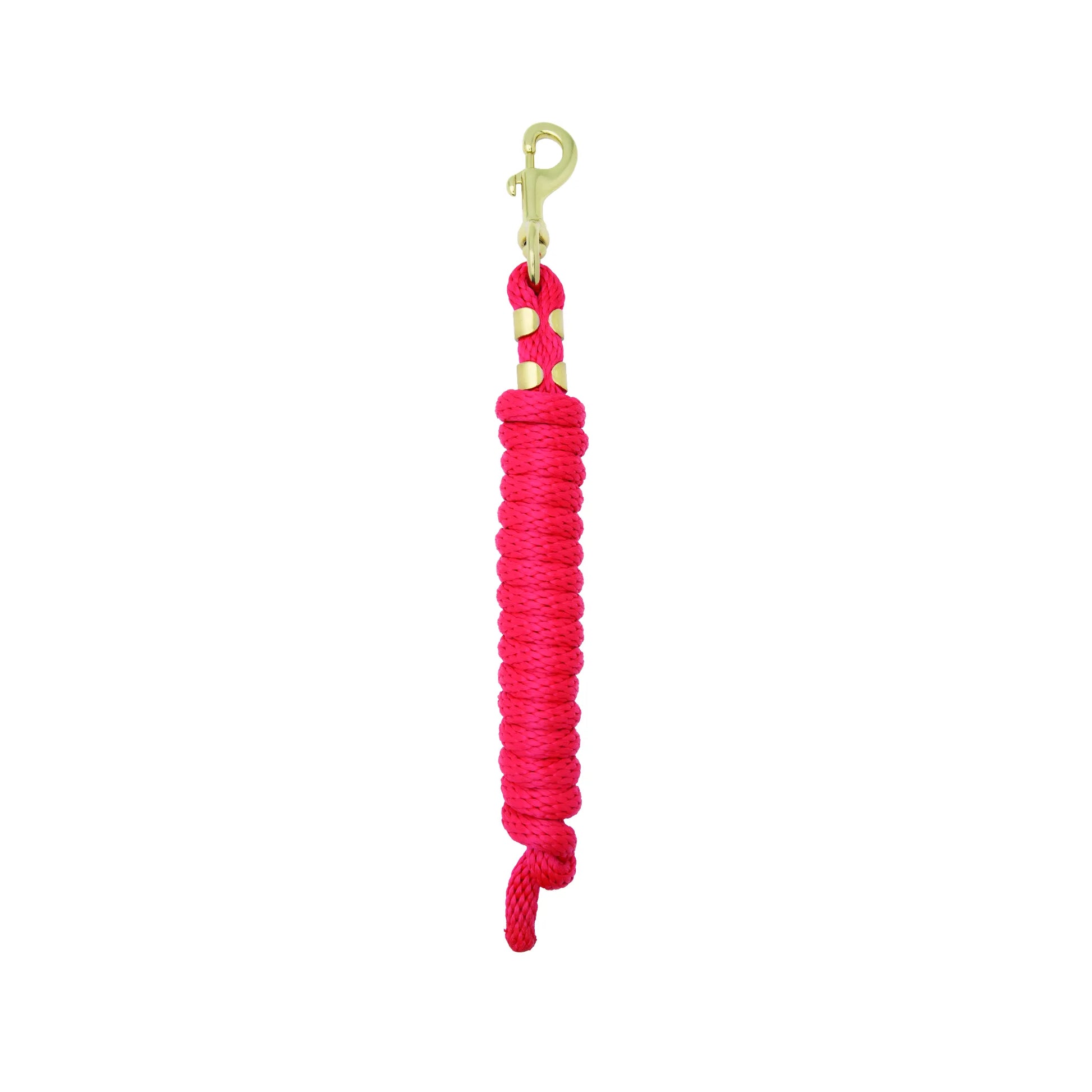 Weaver Equine Performance Lead Rope in vibrant hot pink, featuring an 8-foot soft comfort grip braided design. Includes a heavy-duty brass snap hook for quick halter attachment and secure metal clamps for durability. This high-quality equestrian lead rope offers both style and function for horse handling and training.