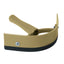Tan Weaver Leather 2-in-1 Sweat Scraper and Curry Comb for horse grooming. Features a curved tan plastic body with a serrated top edge for curry combing and a black rubber bottom blade for scraping sweat and water. This essential equine tool includes an ergonomic handle for a secure grip, perfect for post-workout care or bathing.