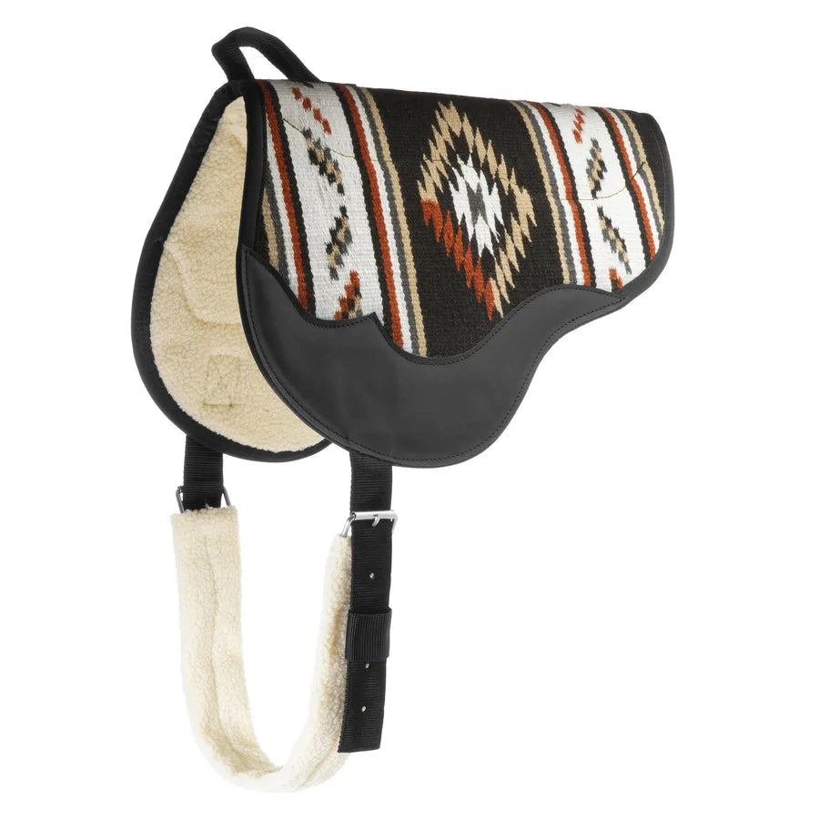Weaver Leather 21" x 35" Wool Bareback Pad with Fleece Bottom - Black/Tan