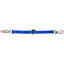 Weaver Leather 28-inch royal blue nylon trailer tie featuring a quick-release panic snap for horse safety. This durable equestrian accessory includes a nickel-plated bolt snap and an adjustable slide for a customizable fit. Ideal for secure horse transport in trailers or stable use as cross ties, providing peace of mind with heavy-duty webbing and reliable hardware.