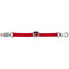 Weaver Leather 28-inch red nylon trailer tie designed for horse safety and security. This durable equine lead features a quick-release panic snap on one end and a heavy-duty swivel trigger snap on the other. The vibrant red webbing includes a central metal adjustment slider. Perfect for use in horse trailers, cross ties, or grooming stalls, ensuring a reliable and safe connection for your horse.