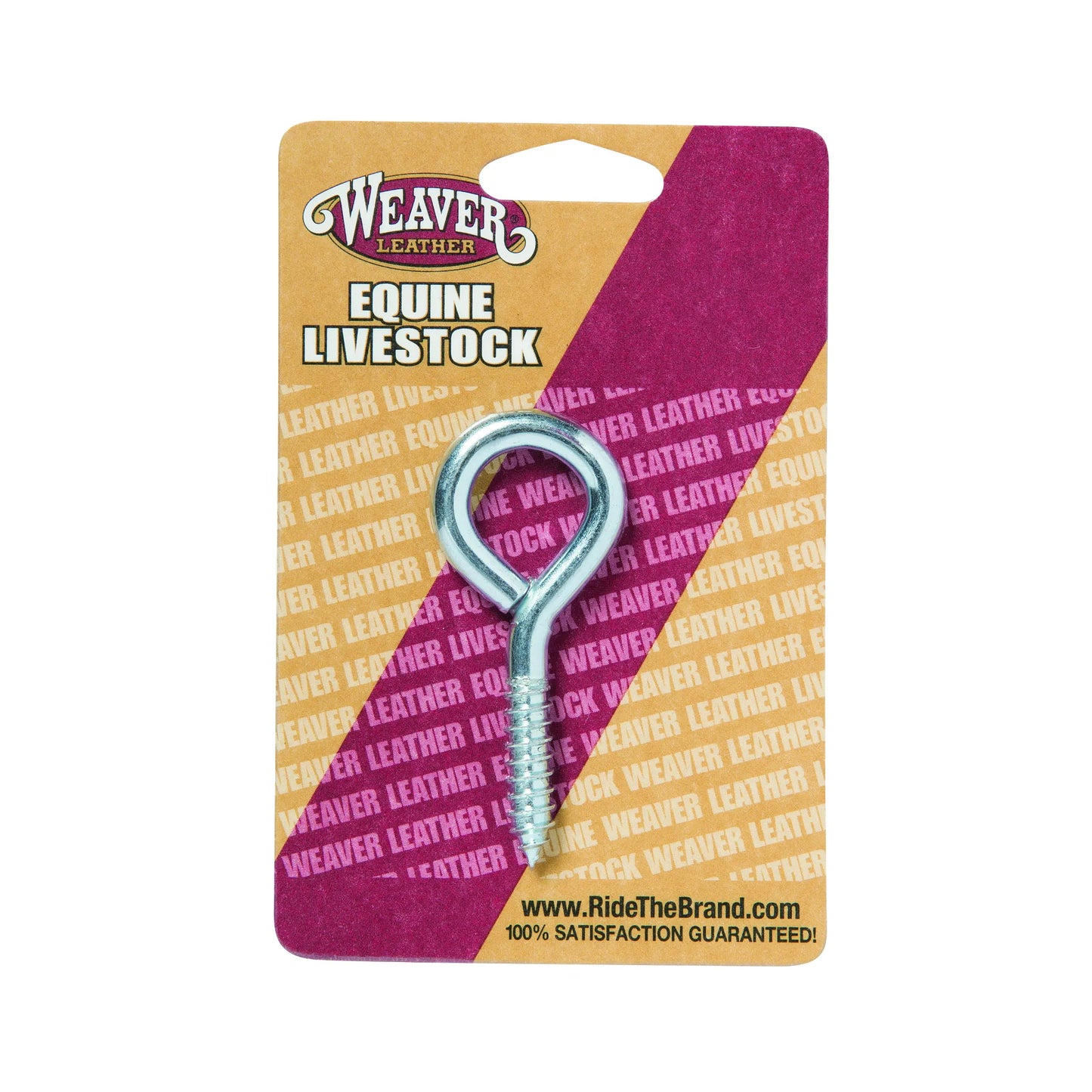 Weaver Leather 3" ZP Screw Eye hardware for secure rope and cable connections in equine and livestock settings. This durable silver zinc-plated screw eye features a sturdy circular loop and a threaded screw point for easy installation into wood posts or barn walls. A reliable hardware essential for stables, ranching, and livestock management.