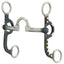 Weaver Leather 4 5/8" Correction Mouth Pony Bit featuring darkened sweet iron shanks adorned with decorative brass studs and stainless steel accents. This high-quality western bit has a jointed high-port correction mouthpiece designed for refined communication. Polished stainless steel cheek and rein rings provide durability and a clean look. Perfect horse tack for training or showing ponies with a classic professional western aesthetic.