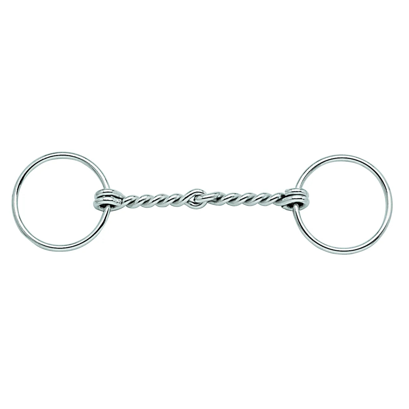 Weaver Leather 6" stainless steel loose ring snaffle bit with a single-jointed twisted wire mouthpiece. This durable, silver-toned horse bit provides refined control and communication, making it a versatile piece of equestrian tack for various riding styles. High-quality rust-resistant construction ensures longevity for training and everyday use. Ideal for riders searching for a professional-grade twisted wire bit.