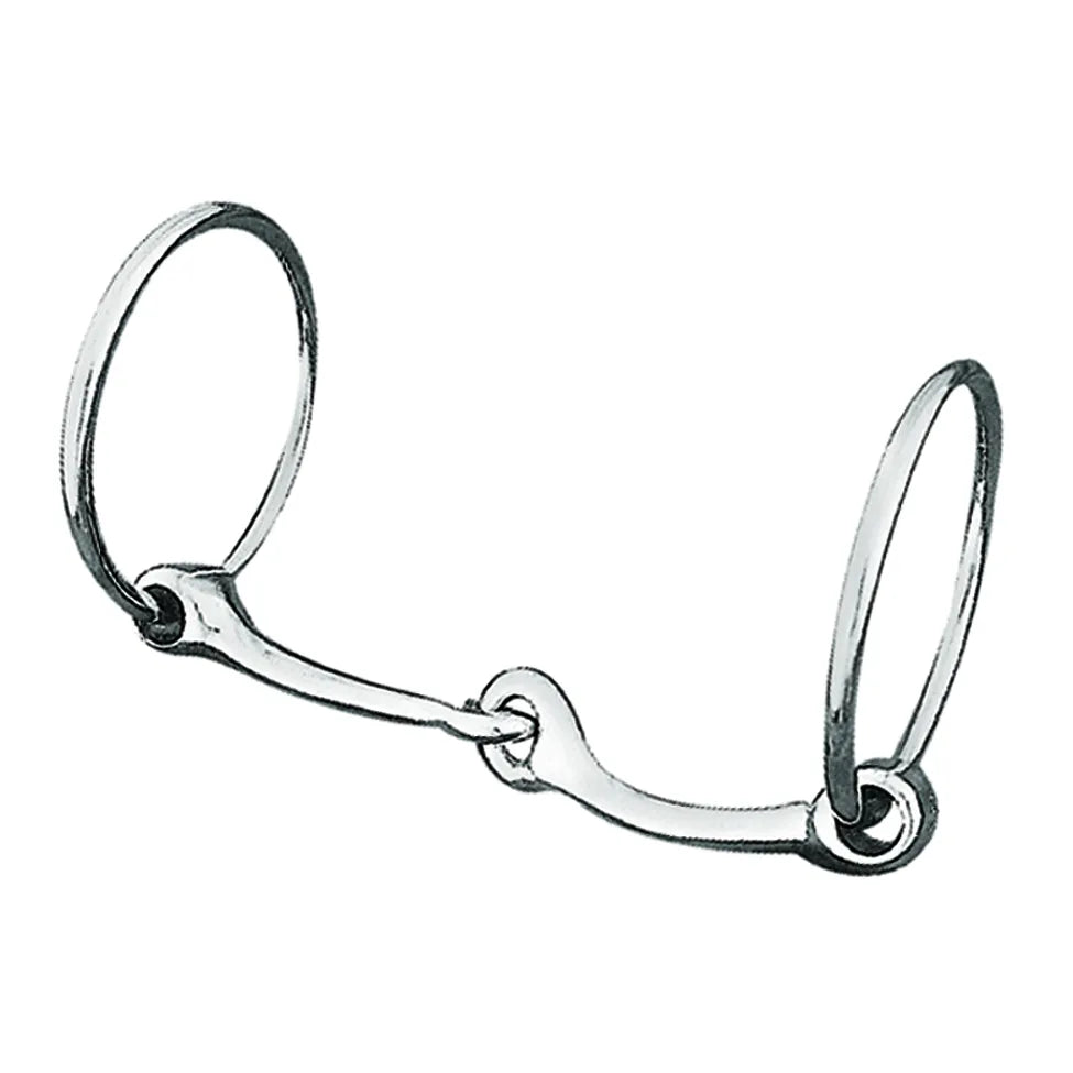 Weaver Leather 7" nickel-plated jointed team bit with a high-shine silver finish. This durable horse bit features a single-jointed mouthpiece and large loose rings, perfect for draft horses and carriage driving. Reliable and polished equestrian tack designed for team harnesses and professional use.