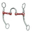 Weaver Leather All Purpose Bit featuring a 5" copper correction mouthpiece with a high port and four-point swivel joints for independent side movement. This western curb bit has sleek, curved stainless steel shanks with fixed top loops and loose rein rings. The copper mouth promotes salivation for a softer, more responsive feel. High-quality equestrian hardware designed for refined communication, perfect for western training, showing, and trail riding.