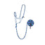 Weaver Leather Bamboo Ecoluxe Horse Halter and Lead set in a stylish navy blue, turquoise, and grey pattern. This eco-friendly knotted rope halter and matching coiled lead rope with a leather popper combine durability with sustainable comfort. Ideal for horse training and ground work, these moisture-wicking bamboo fiber accessories are perfect for the eco-conscious equestrian looking for vibrant, high-quality horse tack.