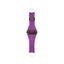 Weaver Leather Bamboo Ecoluxe Roper Cinch in a striking purple and grey braided pattern. This eco-friendly horse cinch features moisture-wicking bamboo fibers, a wide roper design for pressure distribution, and dark brown leather accents. The stainless steel hardware includes durable buckles and D-rings, making it a stylish and functional addition to any western saddle setup.