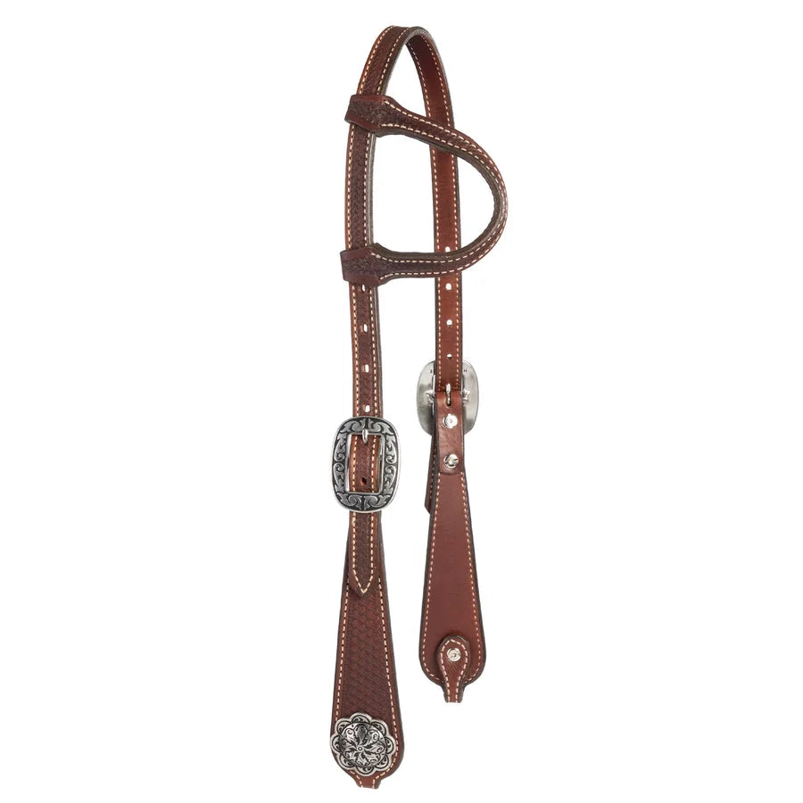 Weaver Leather Basin Cowboy Working Browband Headstall - Durable Brown Harness Leather