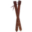 Pair of Weaver Leather Billets in chocolate brown, 1 3/4 inches wide. These Western saddle replacement parts feature premium leather with decorative stitching and multiple pre-punched holes for precise buckle adjustments. Durable and reliable horse tack essential for saddle repair, featuring leather ties at the top for easy installation. High-quality equestrian equipment designed for long-lasting use in Western riding.
