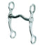 Weaver Leather Stainless Steel Low Port Curb Bit for horses. This polished silver Western bit features long, curved shanks and a low port mouthpiece designed for balanced leverage and communication. High-quality equestrian tack with four rings for secure attachment to headstalls and reins. A durable and functional choice for horse training and everyday Western riding.
