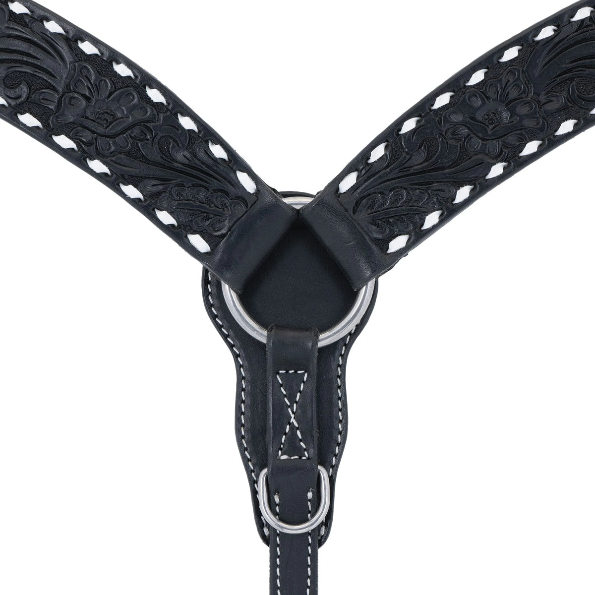 Weaver Leather Black Leather Floral Buckstitch Contoured Breast Collar