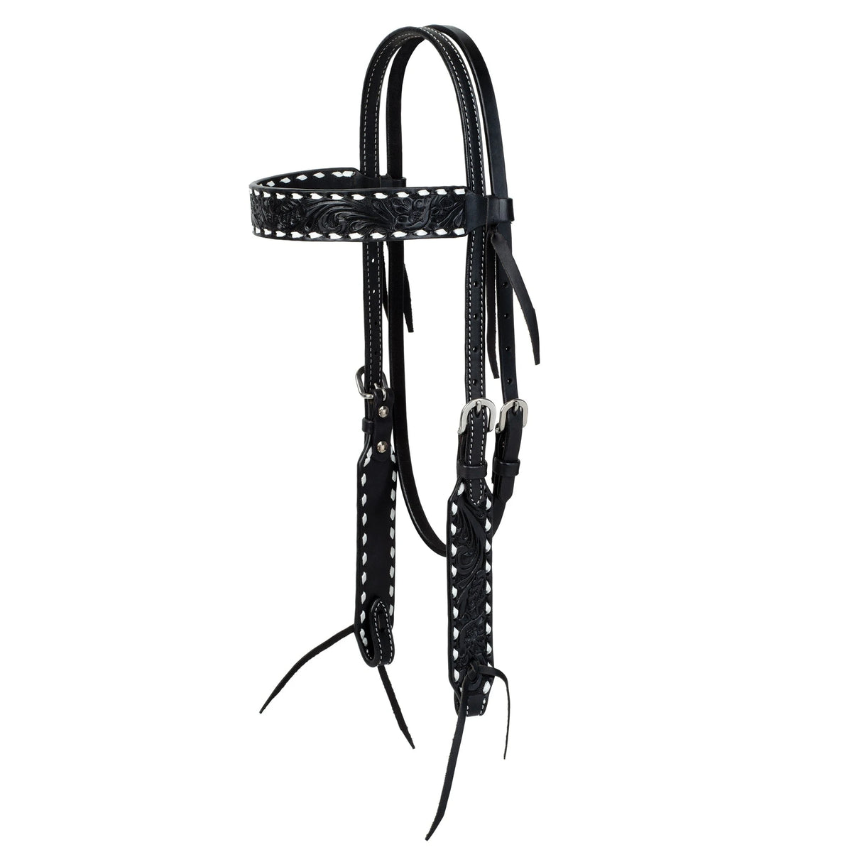 Weaver Leather Black Leather Floral Buckstitch Headstall