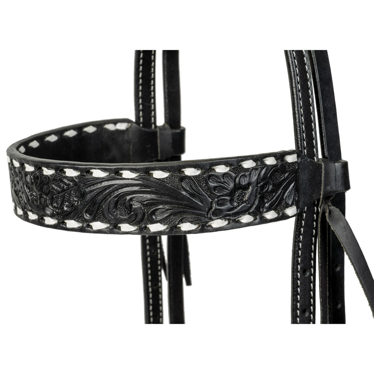 Weaver Leather Black Leather Floral Buckstitch Headstall