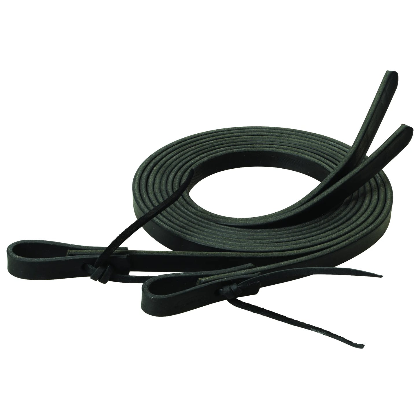 Premium Weaver Leather black split reins for western riding, handcrafted from high-quality leather for ultimate durability. These professional horse reins feature classic latigo tie ends for secure bit attachment and a balanced feel. Ideal for trail riding, ranch work, and training, these sleek black split reins are essential equestrian tack for any horse owner seeking quality and performance.