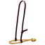 Durable Weaver Leather Burgundy Latigo Bosal Hanger for Western horse tack. This high-quality burgundy leather hanger features an adjustable tie-knot and is shown paired with a natural rawhide bosal for training. Perfect for bitless riding and traditional vaquero styling, this average horse size hanger is a versatile addition to any equestrian's gear collection.