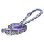 Weaver Leather Braided Nylon Barrel Reins in a vibrant purple, mint green, and grey pattern with shimmering silver accents. These durable horse reins feature a thick, round braided design for a secure grip and adjustable silver-tone Conway buckles for easy bit attachment. Perfect equestrian tack for barrel racing or trail riding, this stylish horse gear combines performance with eye-catching colors to enhance your ride.