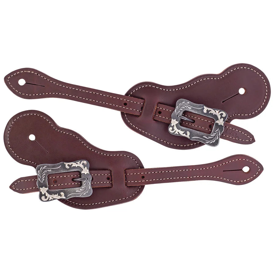Weaver Leather Buckaroo Spur Straps - Premium Chestnut Leather Western Ranch Gear
