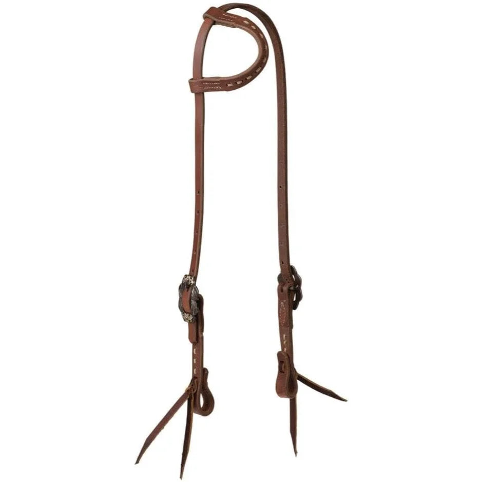 Weaver Leather Buckstitch Single Ear Headstall - Russet Leather Western Horse Bridle