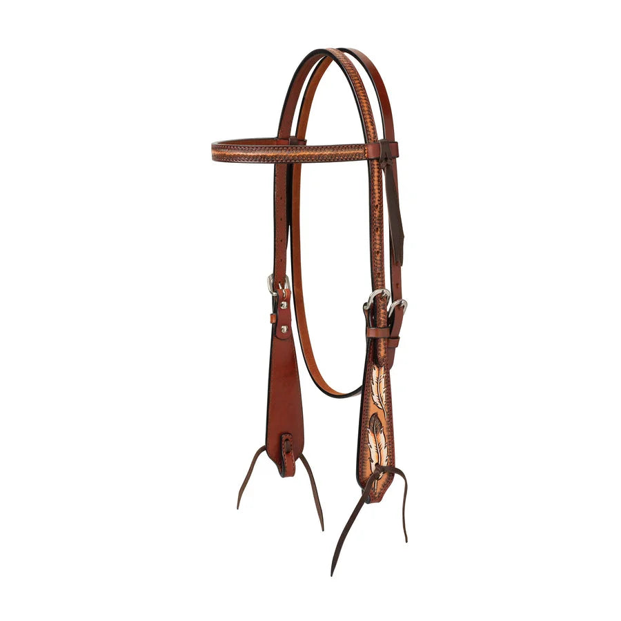 Weaver Leather Coco Feather Browband Headstall - Premium Handcrafted Western Horse Tack